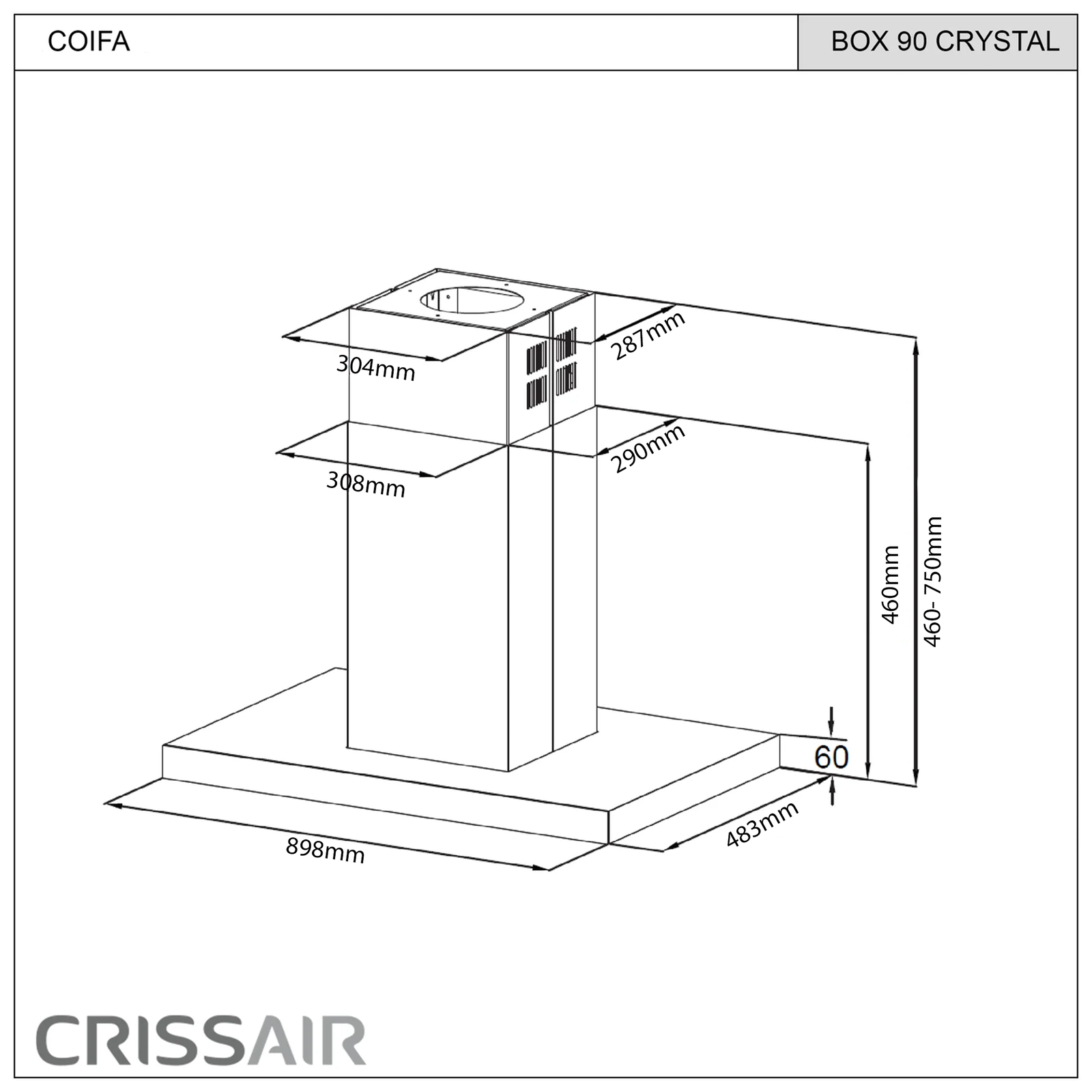 Coifa Box 90 Crystal (CRR 07.9 G6)