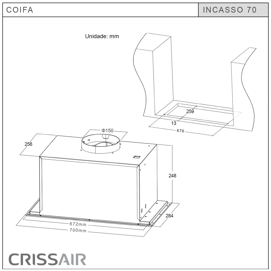 COIFA INCASSO 70