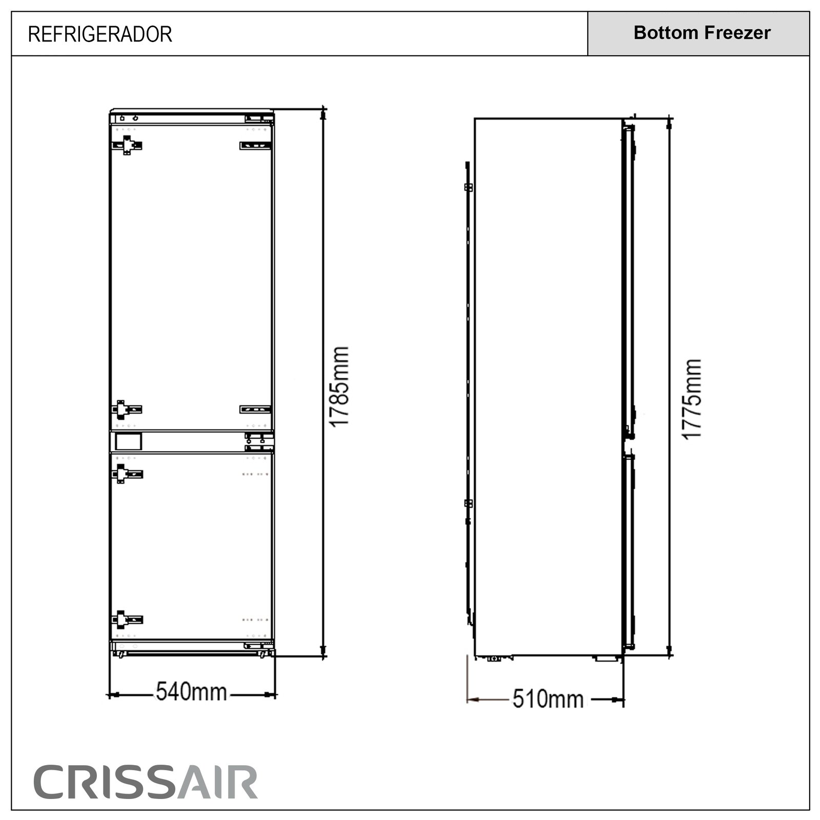 REFRIGERADOR BOTTOM FREEZER BLT 60 (RSD 05.2 BLT)