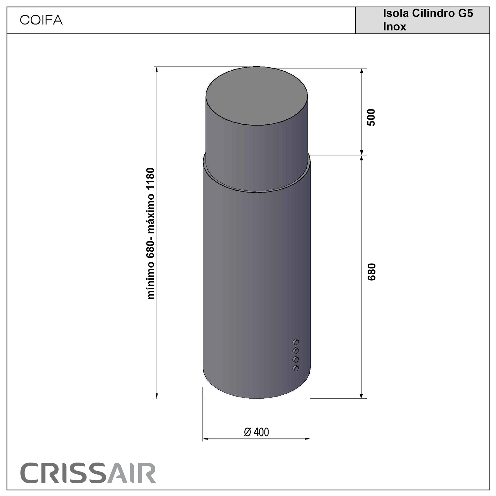 Coifa Isola Cilindro 